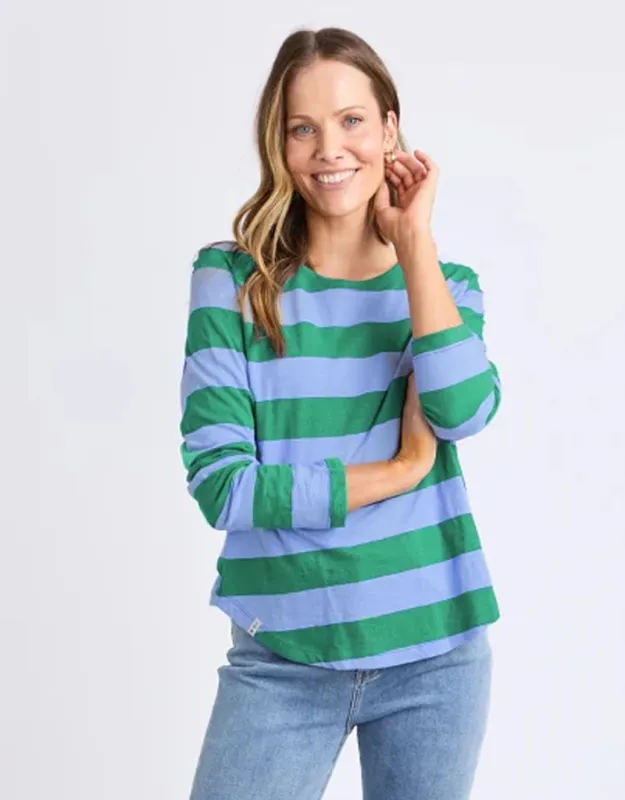 Spritz Stripe Long Sleeve Tee - Turquoise/Light Blue Stripe made by Elm Lifestyle