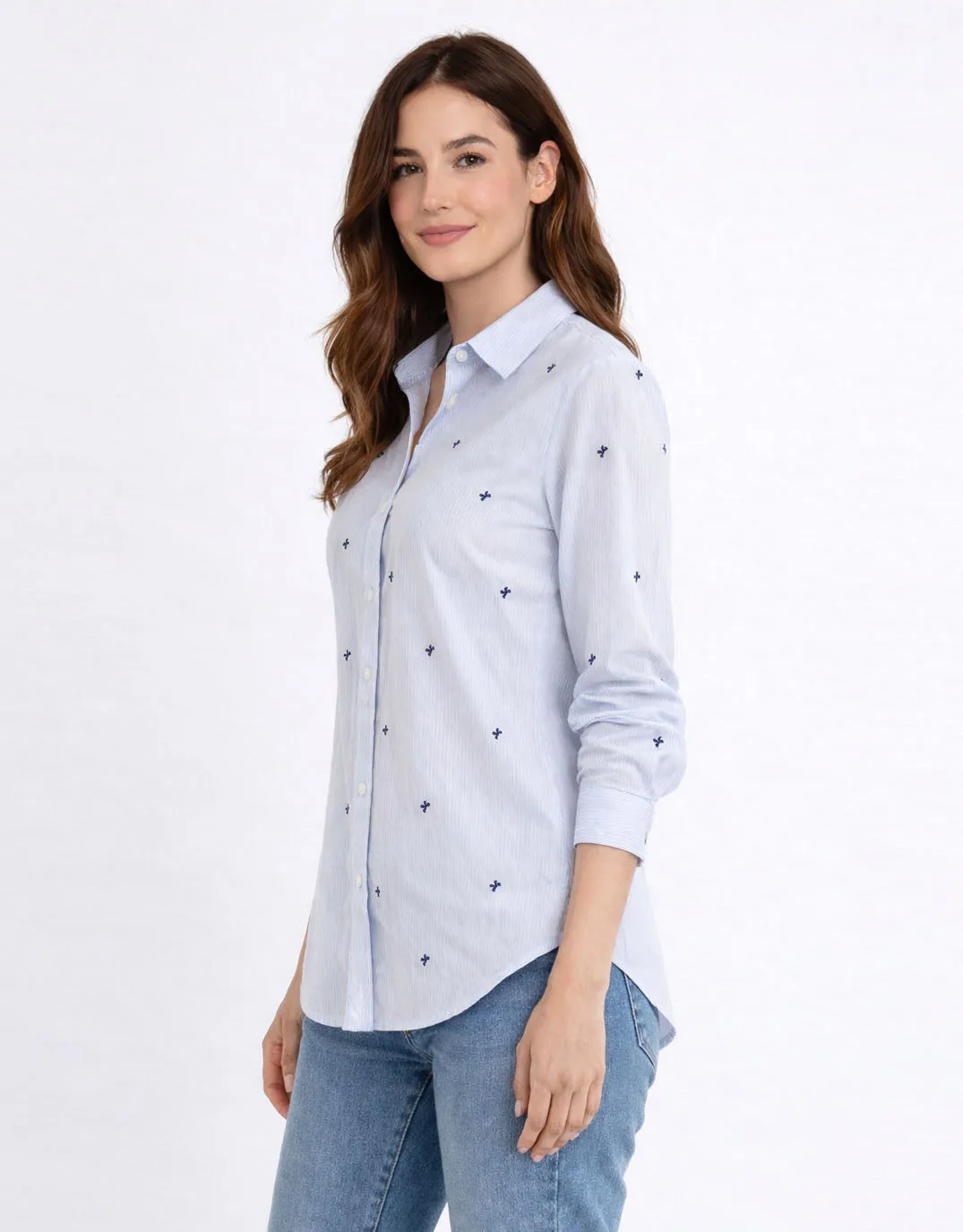 Reid Shirt - Blue Bow Stripe sold by White & Co product image thumbnail 3