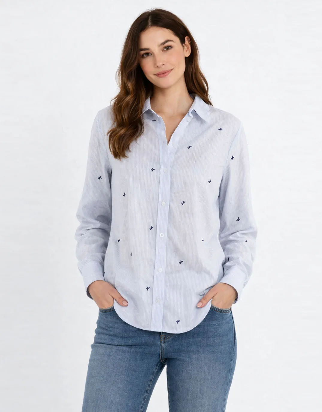 Reid Shirt - Blue Bow Stripe sold by White & Co product image thumbnail 2