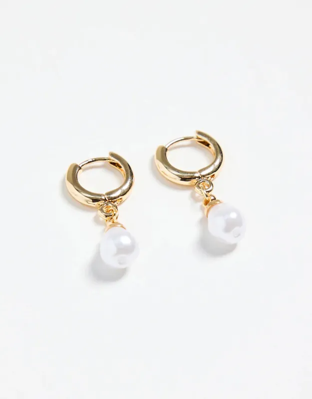 Mini Pearl Huggie Earrings - Gold made by White & Co