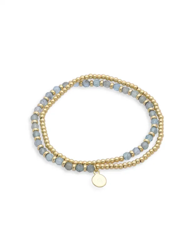 Bella Amozonite Gemstone Bracelet - Gold made by White & Co