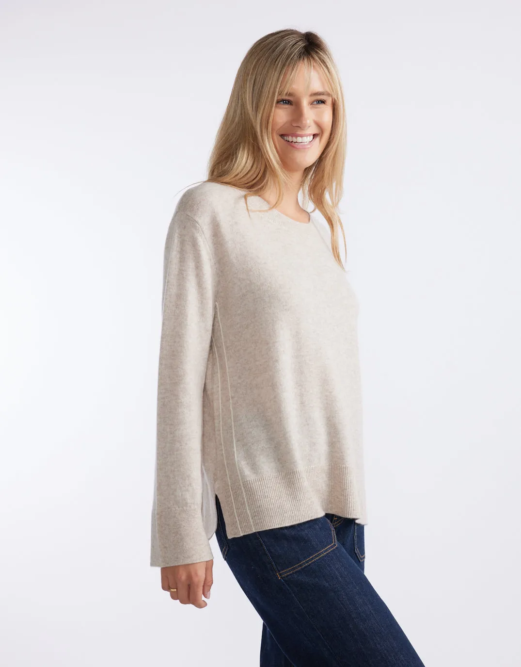 Riviera Wool Cashmere Knit - Oat sold by White & Co product image thumbnail 4