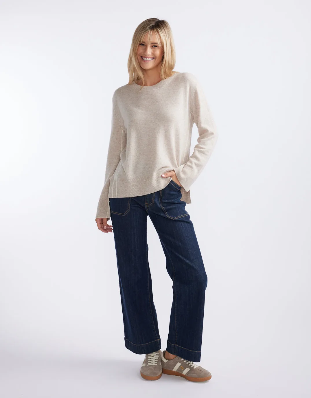 Riviera Wool Cashmere Knit - Oat sold by White & Co product image thumbnail 5