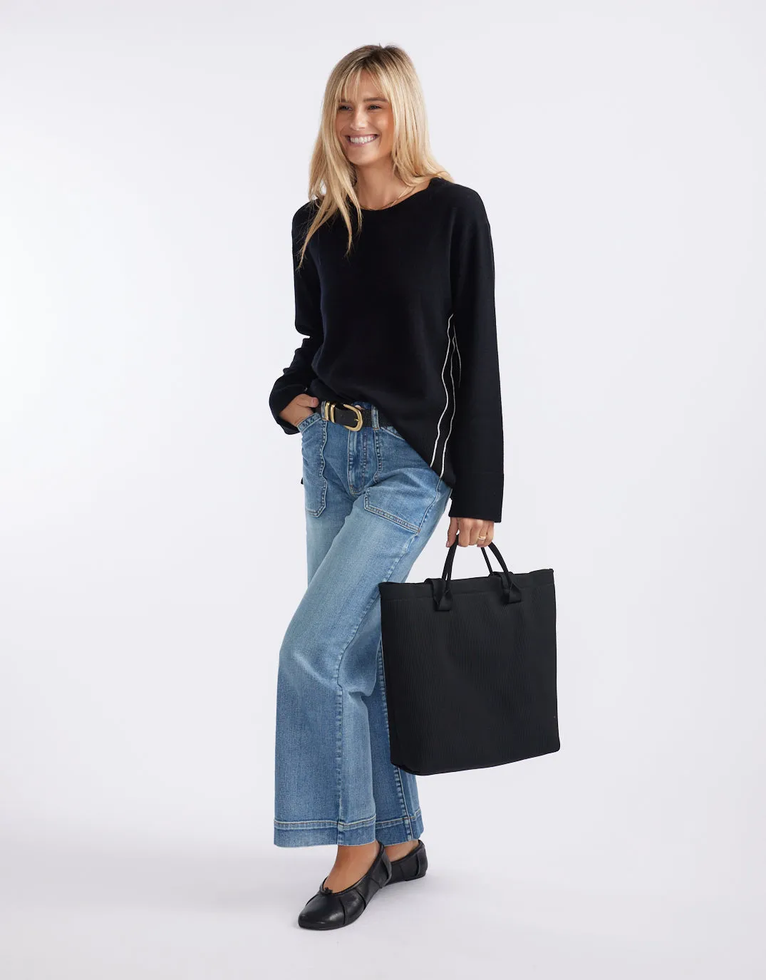 Riviera Wool Cashmere Knit - Black sold by White & Co product image thumbnail 3