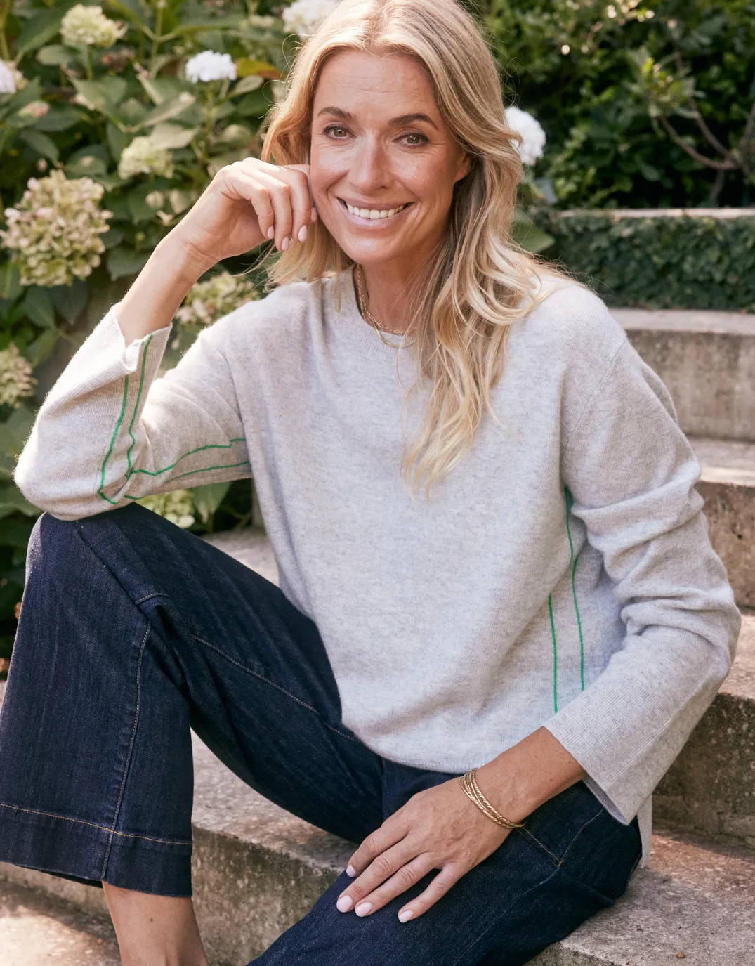 Riviera Wool Cashmere Knit - Grey Marle sold by White & Co