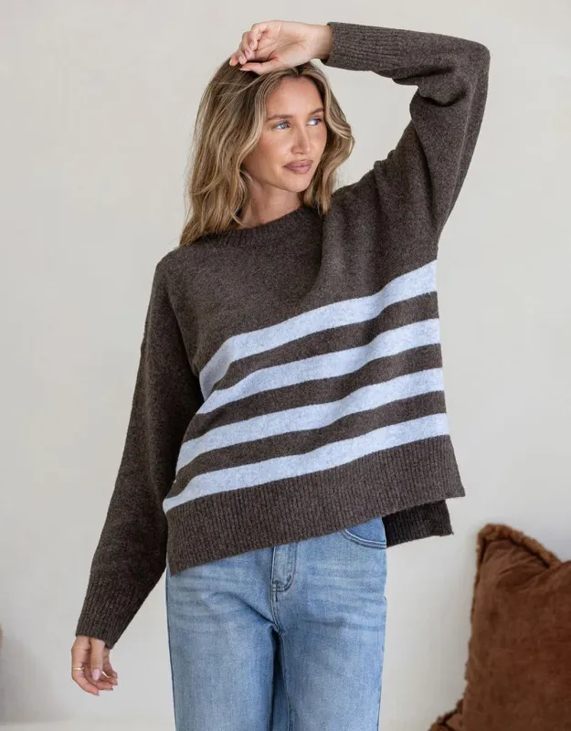 Manor Knit - Chocolate/Blue made by White & Co