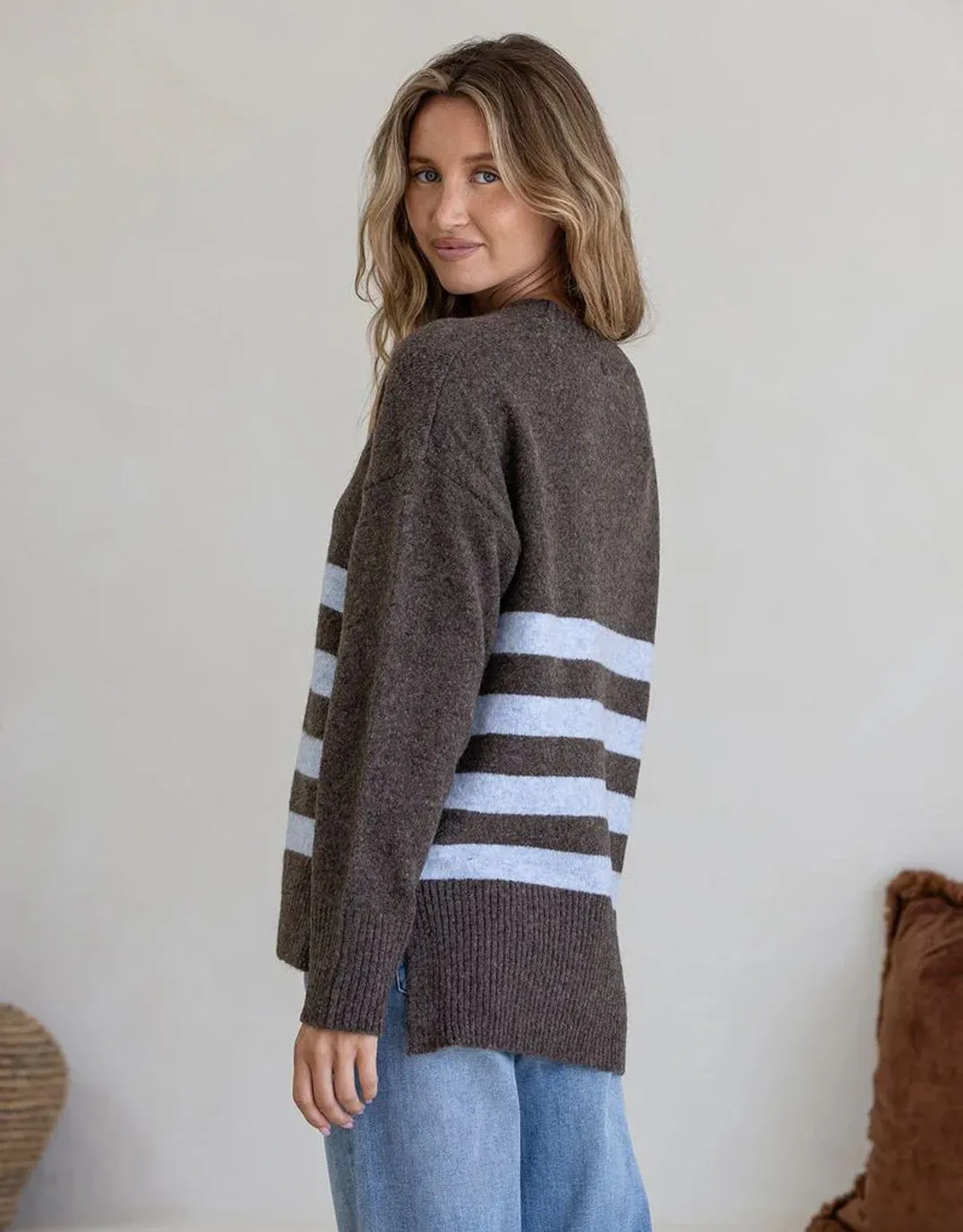 Manor Knit - Chocolate/Blue sold by White & Co product image thumbnail 3