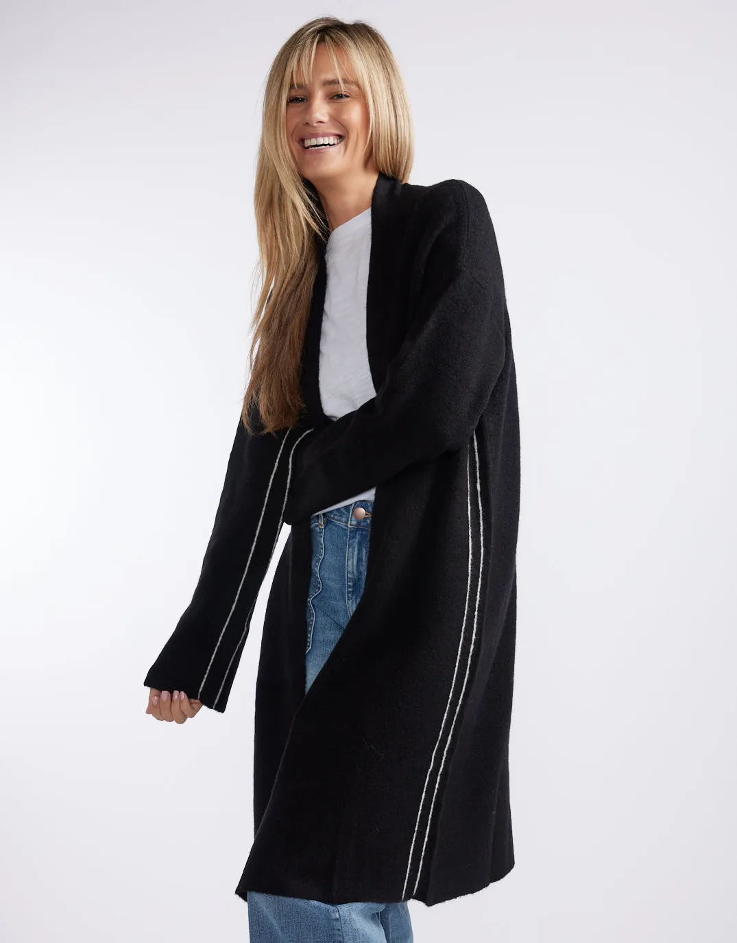 Montreux Wool Alpaca Longline Cardigan - Black sold by White & Co
