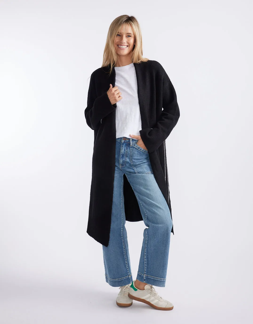 Montreux Wool Alpaca Longline Cardigan - Black sold by White & Co product image thumbnail 2