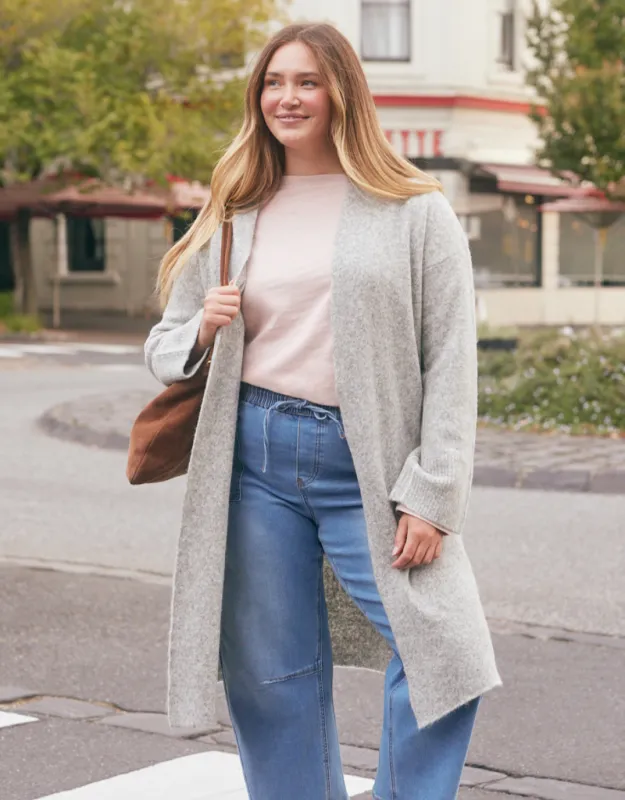 Montreux Wool Alpaca Longline Cardigan - Grey Marle made by White & Co