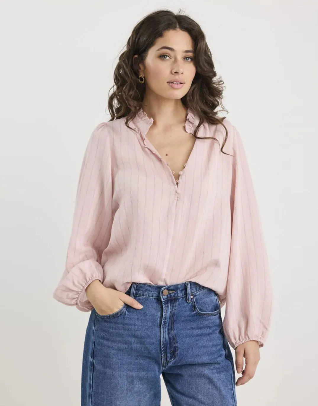 Premise Long Sleeve Top - Blush Stripe sold by White & Co