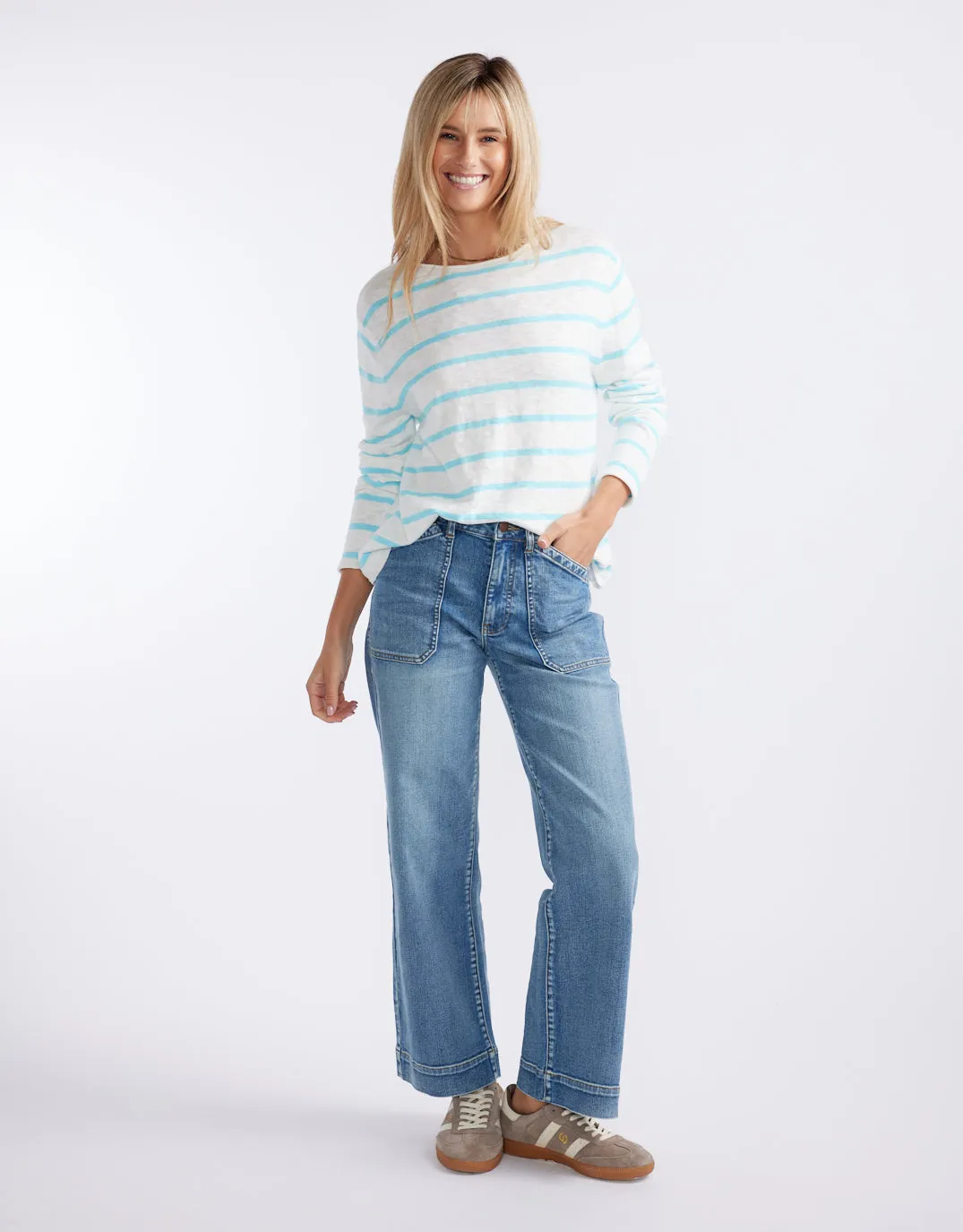 Harper Sweater- White/Ice Blue sold by White & Co product image thumbnail 3