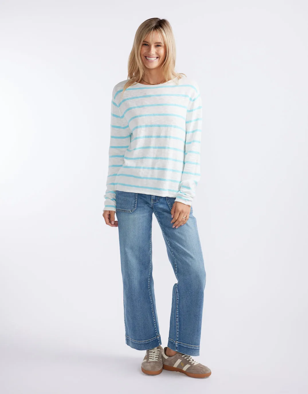 Harper Sweater- White/Ice Blue sold by White & Co product image thumbnail 5