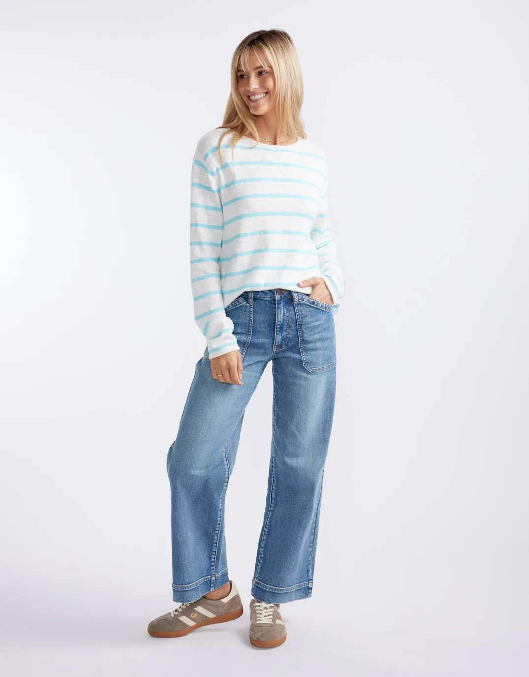 Harper Sweater- White/Ice Blue sold by White & Co product image thumbnail 2