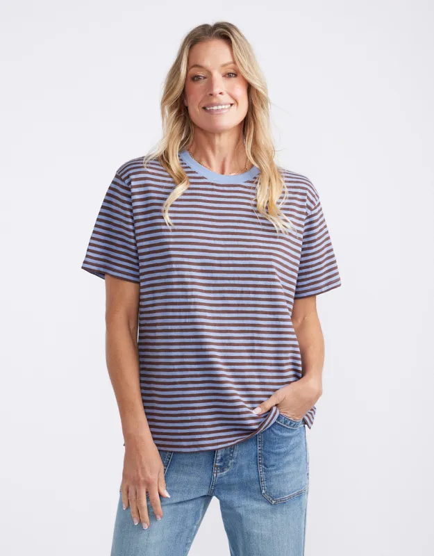 Relaxed Tee - Blue/Chocolate made by White & Co