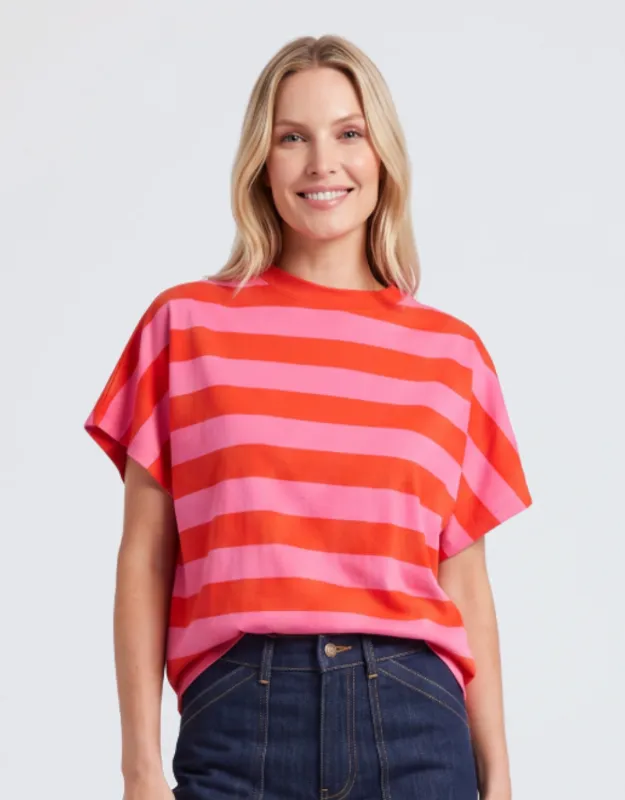 Poet Tee - Tangelo & Pink Stripe made by Elm Lifestyle