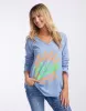 Chicago Long Sleeve Top - Blue sold by White & Co