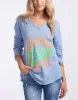 Chicago Long Sleeve Top - Blue sold by White & Co