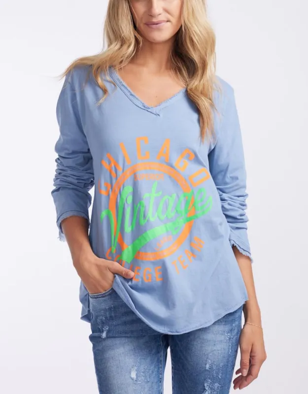 Chicago Long Sleeve Top - Blue sold by White & Co