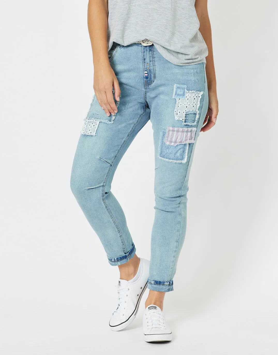 Taylor Patch Jeans - Denim sold by White & Co
