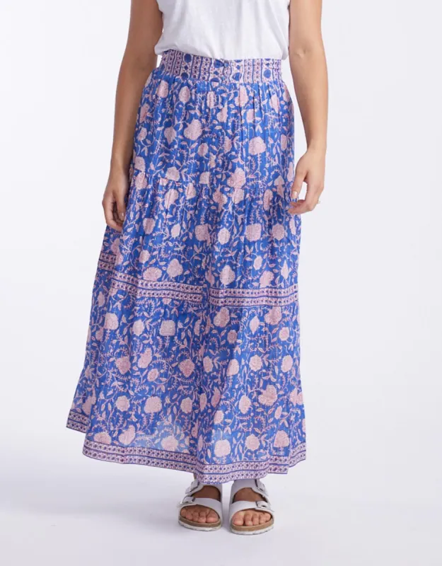 Paisley Split Front Skirt - Blue sold by White & Co