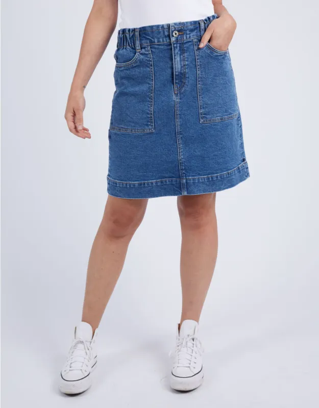 Atlas Denim Skirt - Dark Blue Wash sold by White & Co