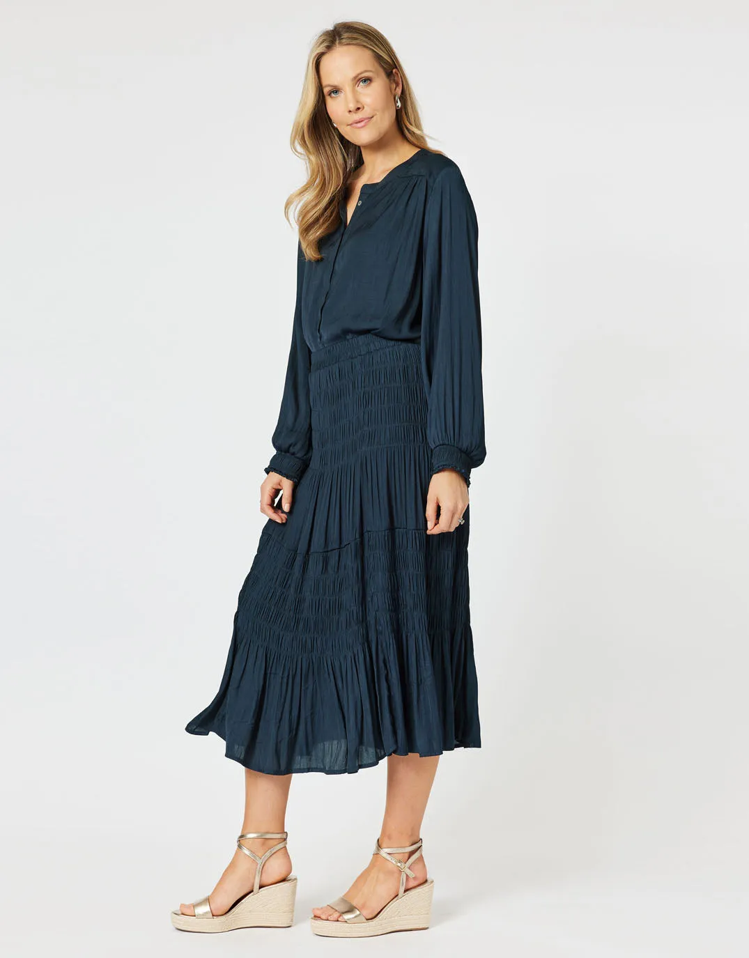 Luxe Shirred Skirt - Navy sold by White & Co product image thumbnail 4