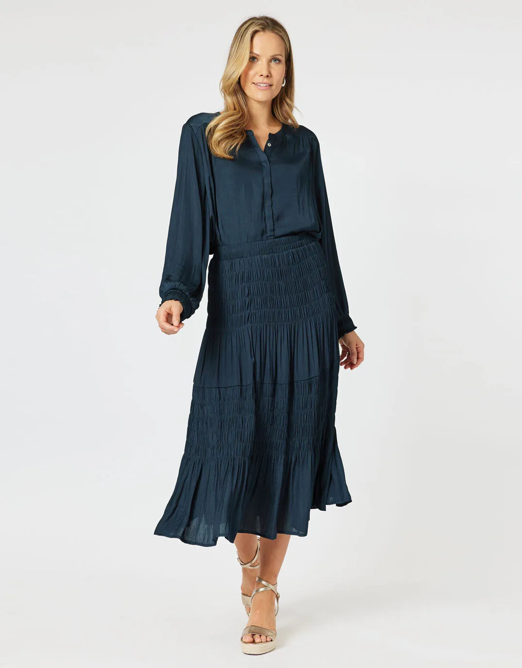 Luxe Shirred Skirt - Navy sold by White & Co product image thumbnail 2