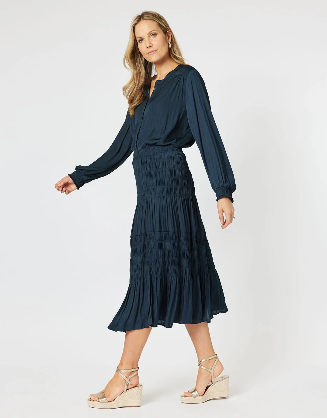 Luxe Shirred Skirt - Navy sold by White & Co product image thumbnail 3