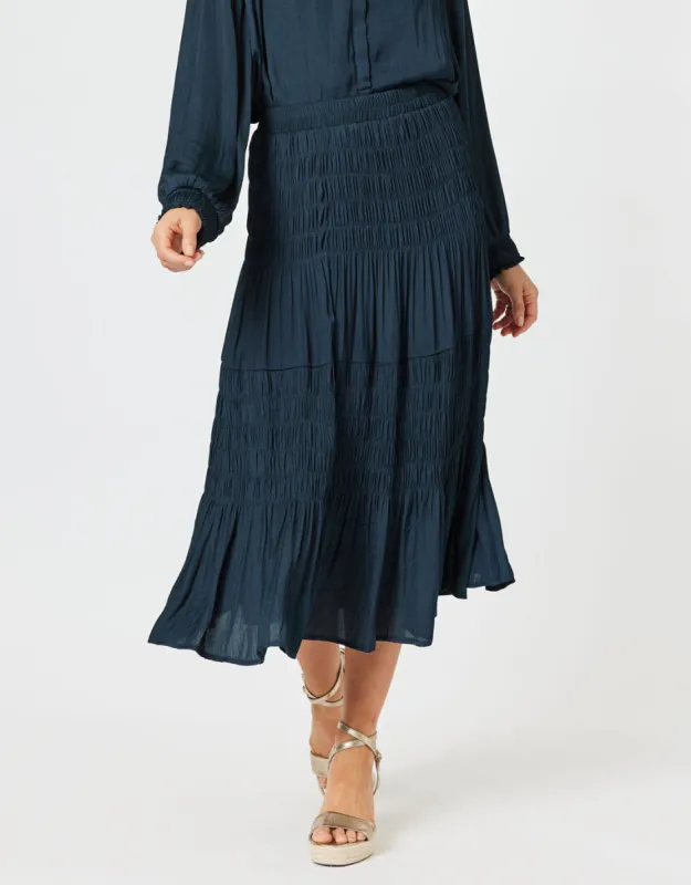 Luxe Shirred Skirt - Navy sold by White & Co