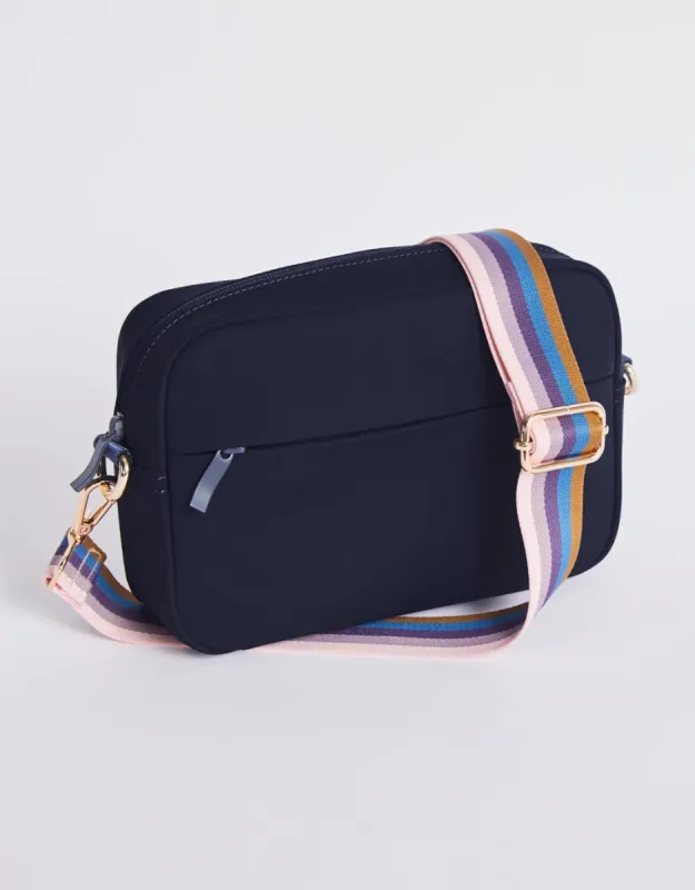 Off-Duty Crossbody Bag - Navy/Lilac Stripe sold by White & Co