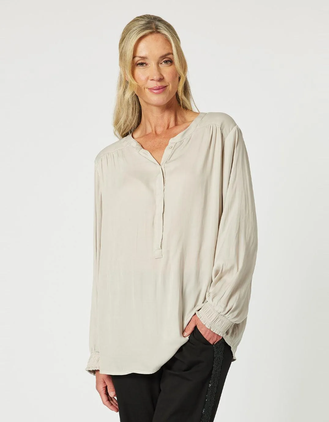 Luxe Nehru Top - Champagne sold by White & Co product image thumbnail 4