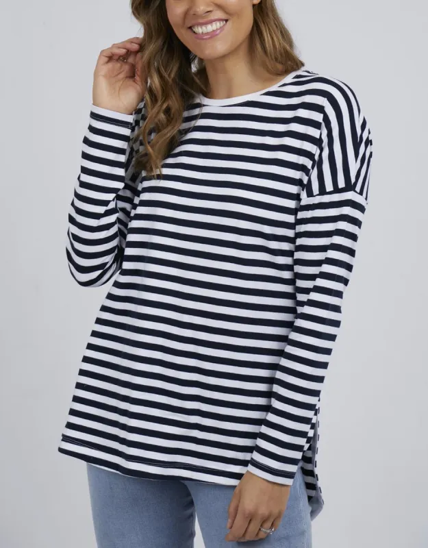 Lauren Stripe Long Sleeve Tee - Navy & White Stripe sold by White & Co