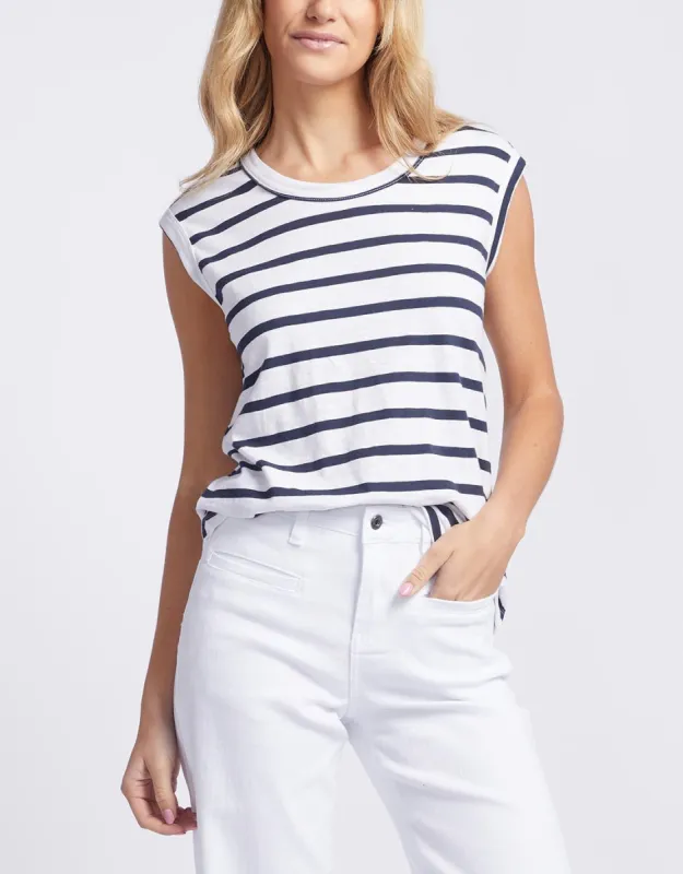 Cali Tank Top - Navy/White Stripe sold by White & Co