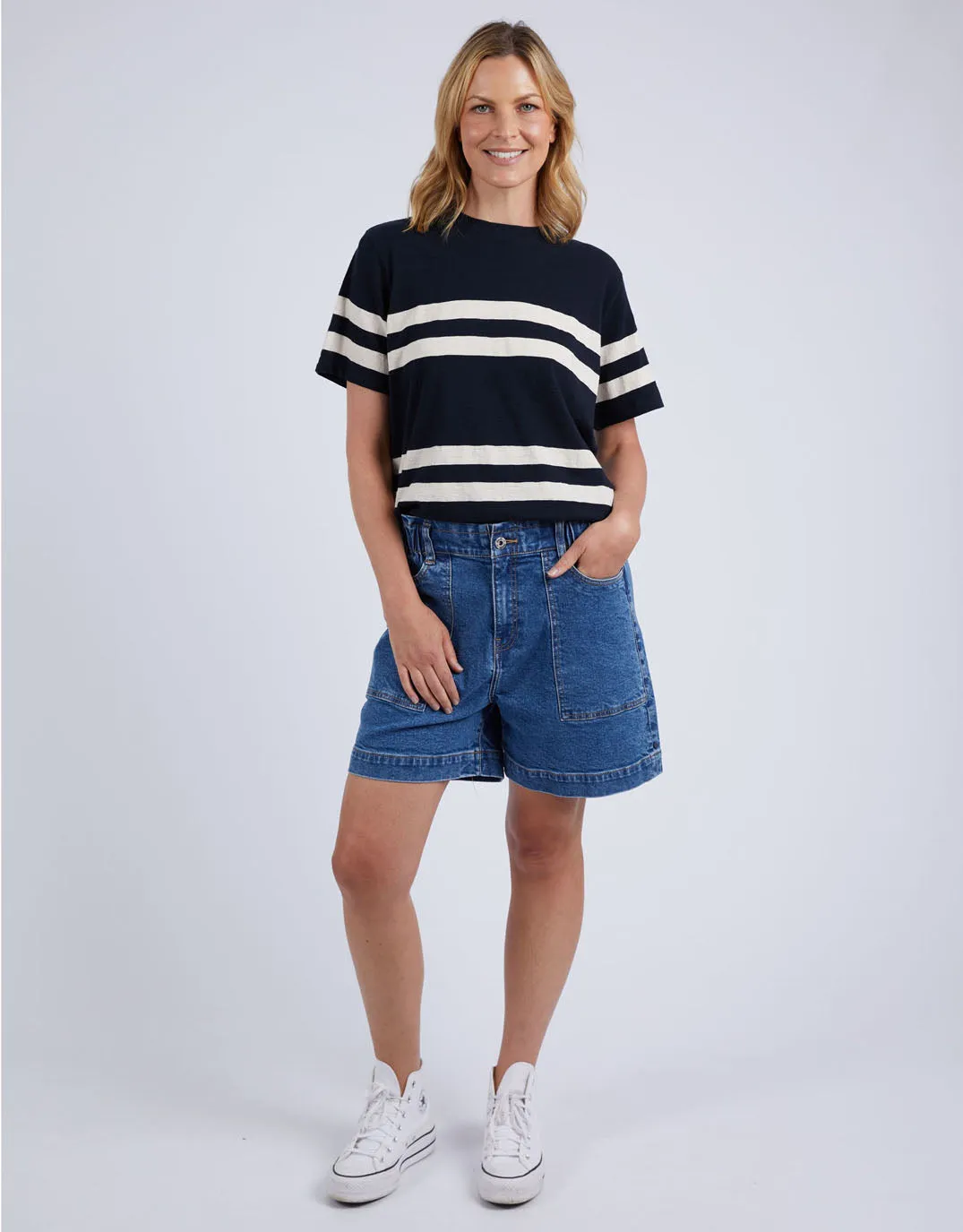 Allegra Short Sleeve Tee - Navy/White Stripe sold by White & Co product image thumbnail 2