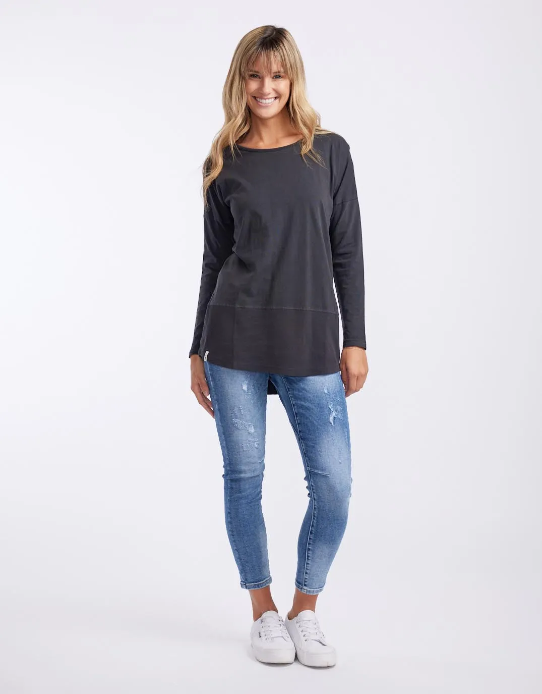Fundamental Long Sleeve Rib Tee - Washed Black sold by White & Co product image thumbnail 2