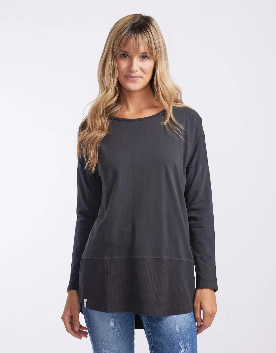 Fundamental Long Sleeve Rib Tee - Washed Black sold by White & Co product image thumbnail 3