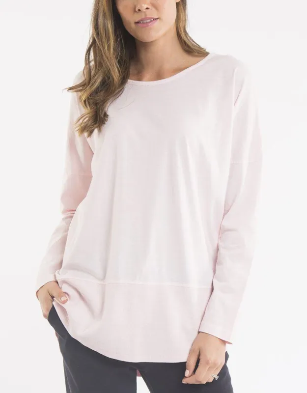 Fundamental Long Sleeve Rib Tee - Blush sold by White & Co