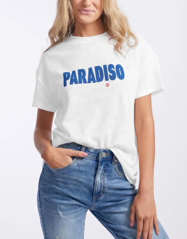 Paradiso Boyfriend Tee - White/Navy sold by White & Co
