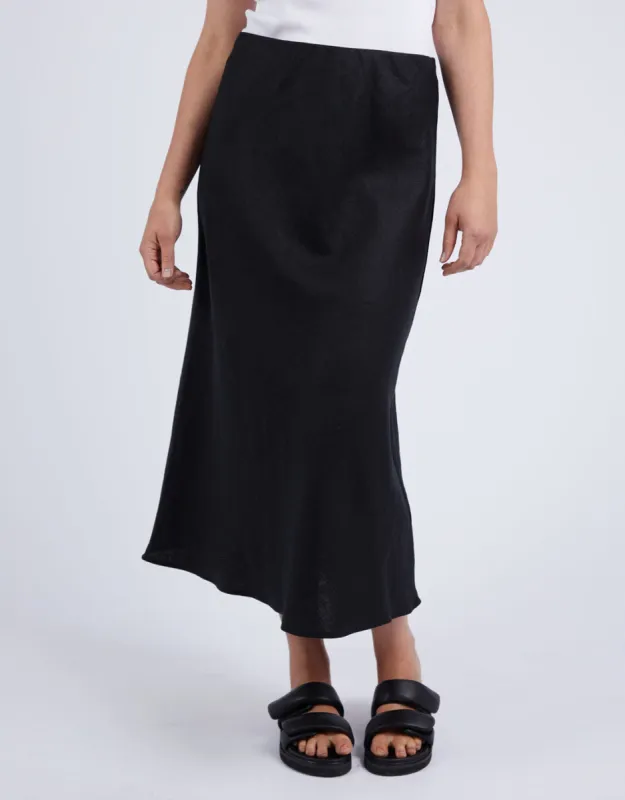 Eleni Linen Skirt - Black sold by White & Co