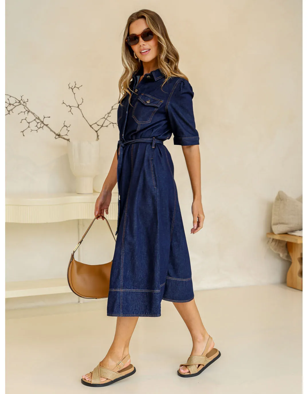 Gemma Denim Midi Dress - Dark Blue sold by White & Co product image thumbnail 5