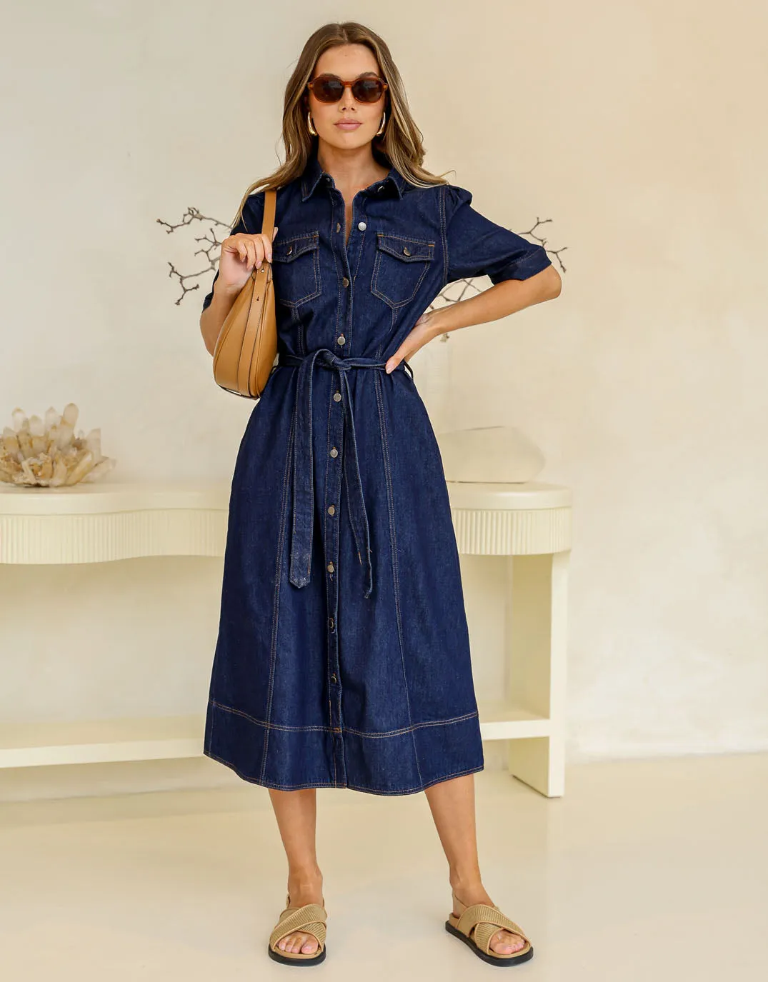 Gemma Denim Midi Dress - Dark Blue sold by White & Co product image thumbnail 4