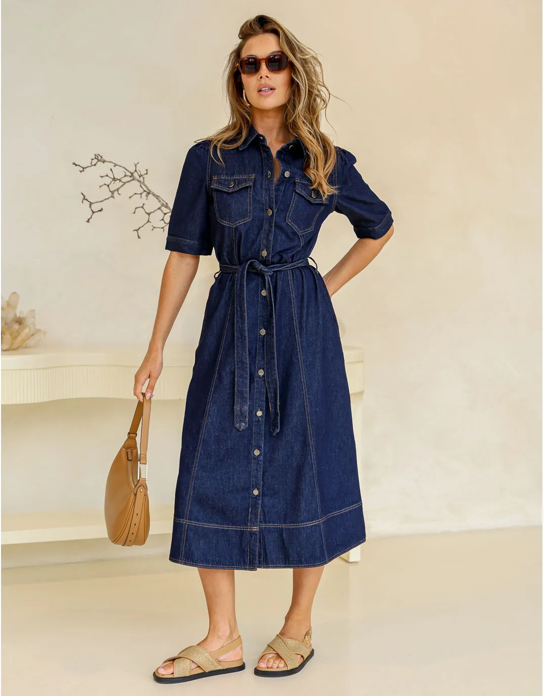 Gemma Denim Midi Dress - Dark Blue sold by White & Co product image thumbnail 3