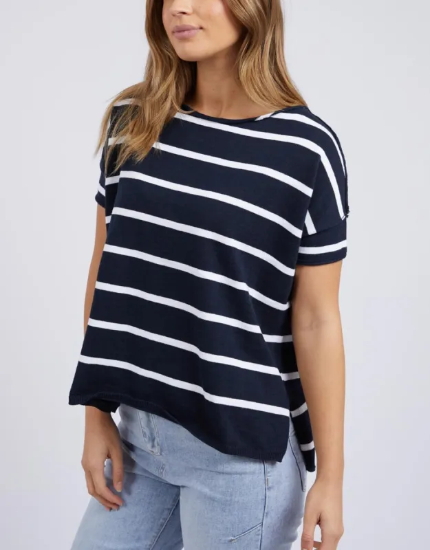 Tahlia Stripe Tee - Navy & White Stripe sold by White & Co