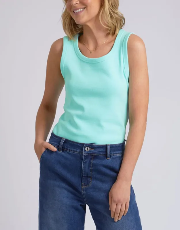 Rib Crew Tank - Tonic Blue sold by White & Co