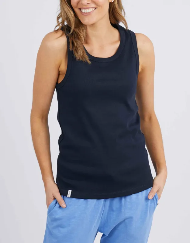Rib Crew Tank - Dark Sapphire sold by White & Co