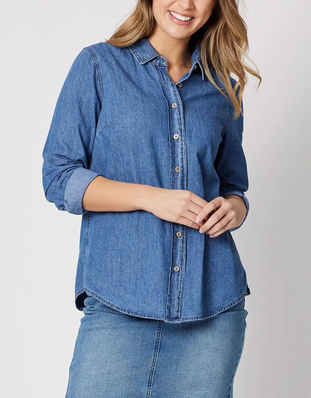 Chambray Shirt - Denim sold by White & Co