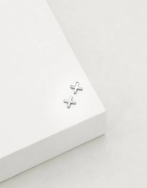 Cross Stud Earrings - Sterling Silver sold by White & Co