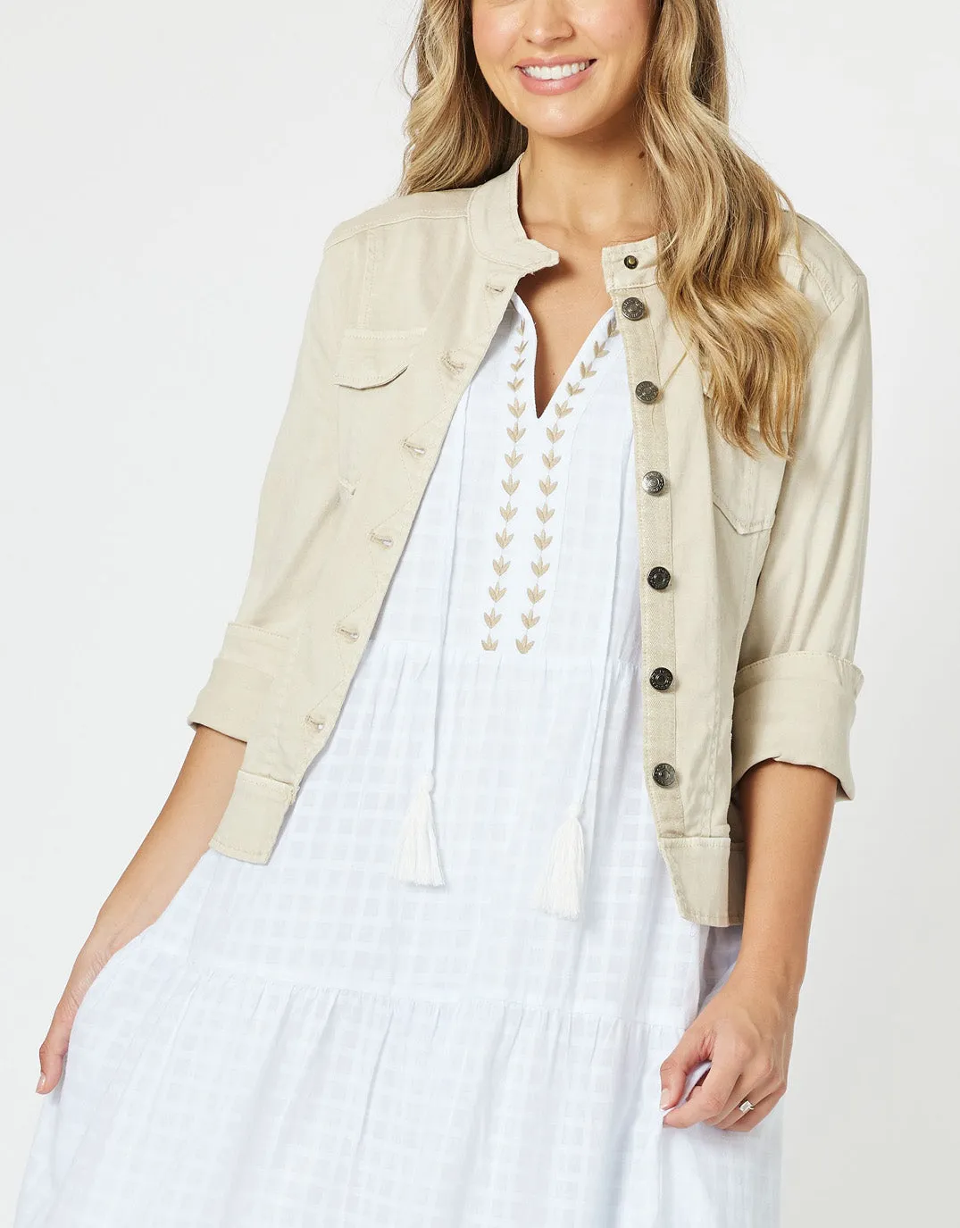 Maggie Denim Jacket - Natural sold by White & Co