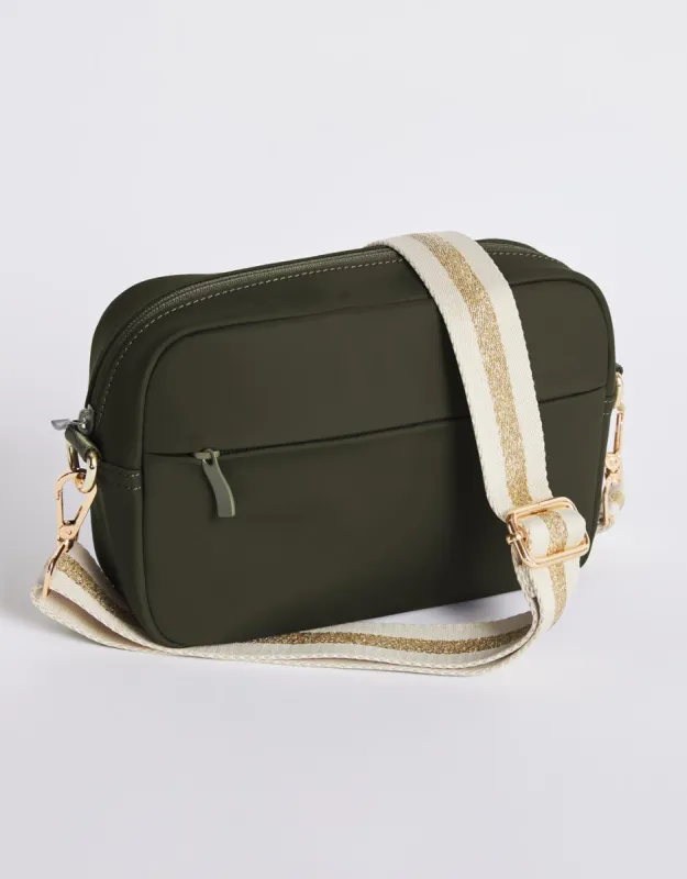 Off-Duty Crossbody Bag - Khaki/Natural/Gold sold by White & Co